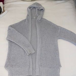 Aerie Light Gray Hooded Cardigan